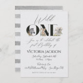 Wild One safari Animals 1st Birthday Invitation Kaart (Voorkant / Achterkant)