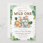 Wild One Safari Animals 1st Birthday Kaart (Voorkant)