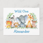 Wild One Safari Animals 1st Birthday Uitnodiging (Voorkant)