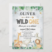 Wild One Safari Animals 1st Birthday Uitnodiging (Voorkant)