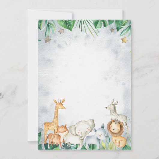 Wild One Safari Animals 1st Birthday Uitnodiging (Achterkant)