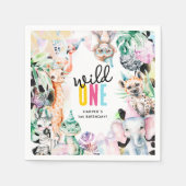 Wild One Safari Animals 1ste verjaardag Servet (Voorkant)