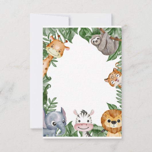Wild One Safari Animals Baby shower Bedankkaart (Achterkant)