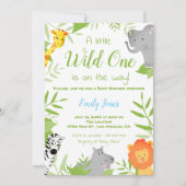 Wild One Safari Animals Baby shower Boy Invitation Kaart (Voorkant)
