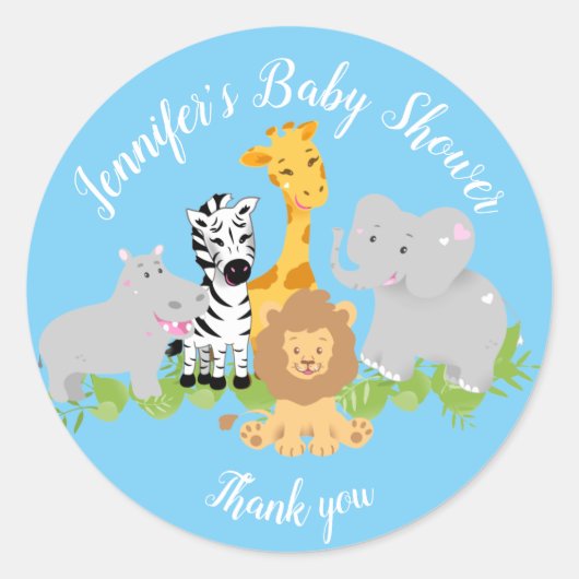 Wild One Safari Animals Baby shower Boy Sticker (Voorkant)