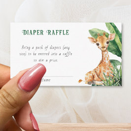 Wild One Safari Animals Baby shower Diaper Raffle Informatiekaartje