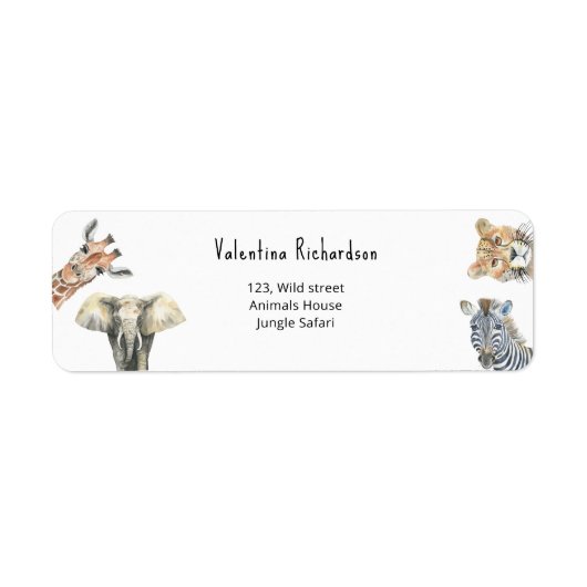 Wild One Safari Animals Baby shower Etiket (Voorkant)