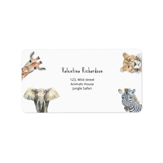 Wild One Safari Animals Baby shower Etiket (Voorkant)