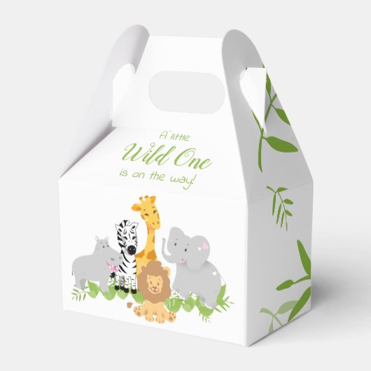 Wild One Safari Animals Baby shower Favor Box Bedankdoosjes (Voorkant Zijde)
