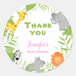 Wild One Safari Animals Baby shower Girl Sticker