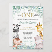 Wild One Safari Animals Baby shower Invitation Kaart (Voorkant)