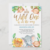Wild One Safari Animals Baby shower Invitation Kaart (Voorkant)