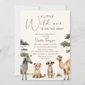 Wild One Safari Animals Baby shower Invitation Kaart (Voorkant)