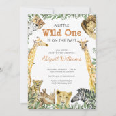 Wild One Safari Animals Baby shower Invitation Kaart (Voorkant)