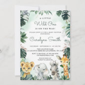Wild One Safari Animals Baby shower Invitation Kaart (Voorkant)