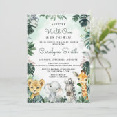 Wild One Safari Animals Baby shower Invitation Kaart (Staand voorkant)
