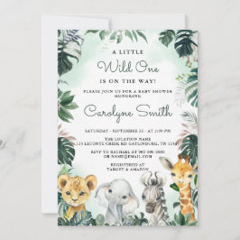 Wild One Safari Animals Baby shower Invitation Kaart