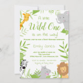 Wild One Safari Animals Baby shower Invitation Kaart (Voorkant)