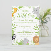 Wild One Safari Animals Baby shower Invitation Kaart (Staand voorkant)