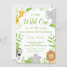Wild One Safari Animals Baby shower Invitation