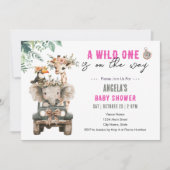 Wild One Safari Animals Baby shower Kaart (Voorkant)