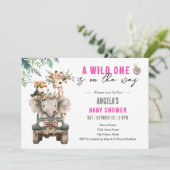 Wild One Safari Animals Baby shower Kaart (Staand voorkant)