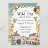 Wild One Safari Animals Baby shower Kaart (Voorkant / Achterkant)