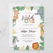 Wild One Safari Animals Baby Shower Kaart (Voorkant)