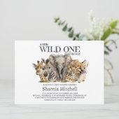 Wild One Safari Animals Baby shower Kaart (Staand voorkant)