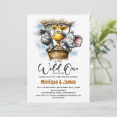 Wild One Safari Animals Baby Shower Kaart (Staand voorkant)