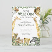 Wild One Safari Animals Baby shower Kaart (Staand voorkant)