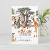 Wild One Safari Animals Baby shower Kaart (Staand voorkant)
