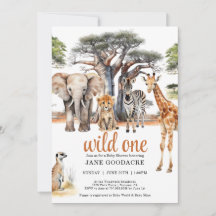 Wild One Safari Animals Baby shower