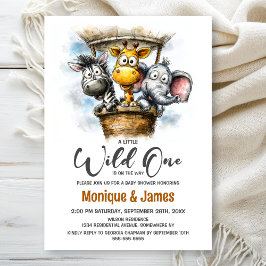 Wild One Safari Animals Baby Shower Kaart