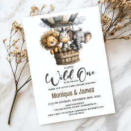 Wild One Safari Animals Baby Shower Kaart
