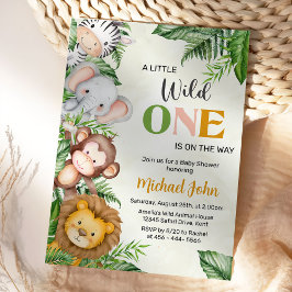 Wild One Safari Animals Baby shower Kaart