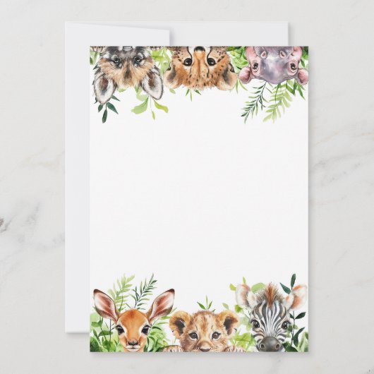 Wild One Safari Animals Baby shower Kaart (Achterkant)