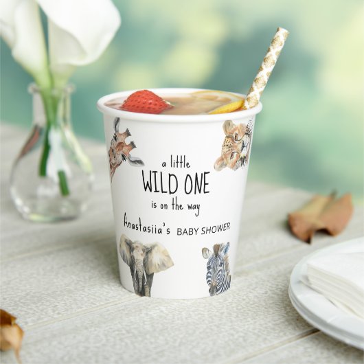 Wild One Safari Animals Baby shower Papieren Bekers (Insitu)