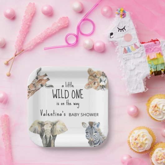 Wild One Safari Animals Baby shower Papieren Bordje (Feest)