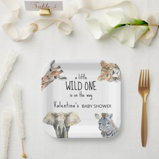 Wild One Safari Animals Baby shower Papieren Bordje (Huwelijk)