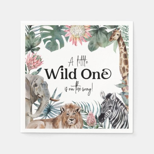 Wild One Safari Animals Baby shower Party Servet (Voorkant)