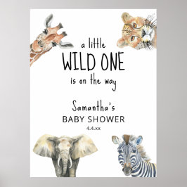 Wild One Safari Animals Baby shower Poster
