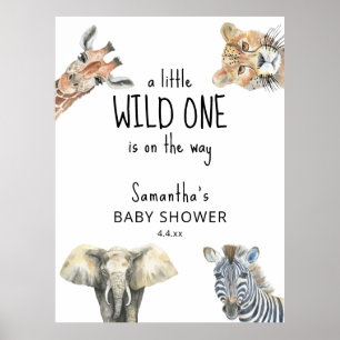Wild One Safari Animals Baby shower Poster