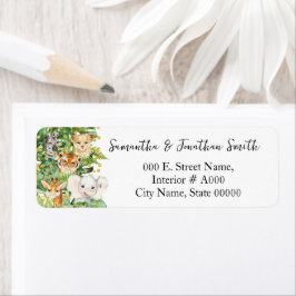 Wild One Safari Animals Baby shower Return Address Etiket