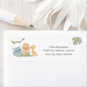Wild One Safari Animals Baby shower Return Address Etiket (Insitu)