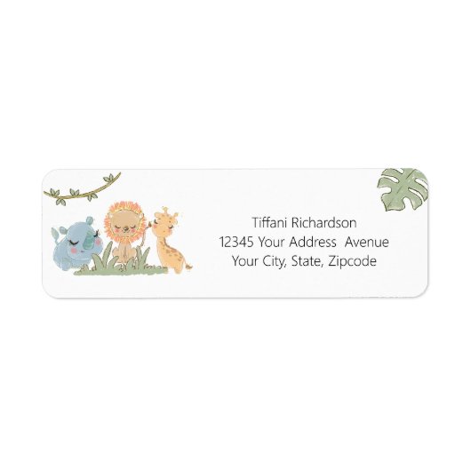 Wild One Safari Animals Baby shower Return Address Etiket (Voorkant)