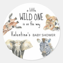 Wild One Safari Animals Baby shower Ronde Sticker