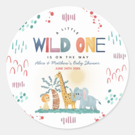 Wild One Safari Animals Baby shower Ronde Sticker