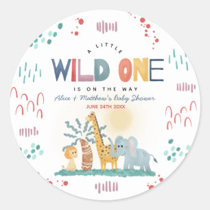 Wild One Safari Animals Baby shower Ronde Sticker
