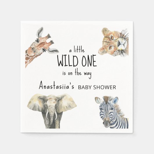Wild One Safari Animals Baby shower Servet (Voorkant)